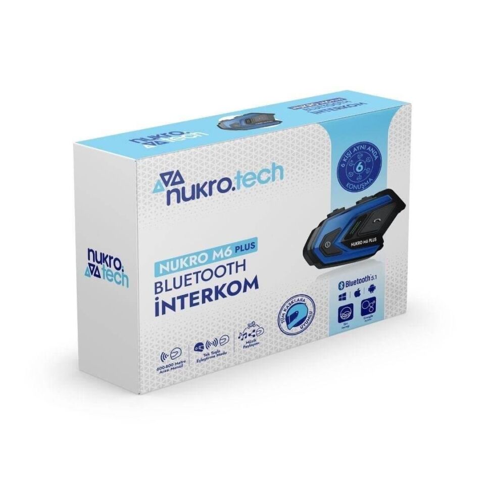 Nukro M6 PLUS Bluetooth 6 Kişilik İnterkom