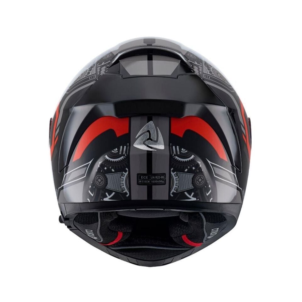 YM-853 Combat Red Black Kapalı Kask