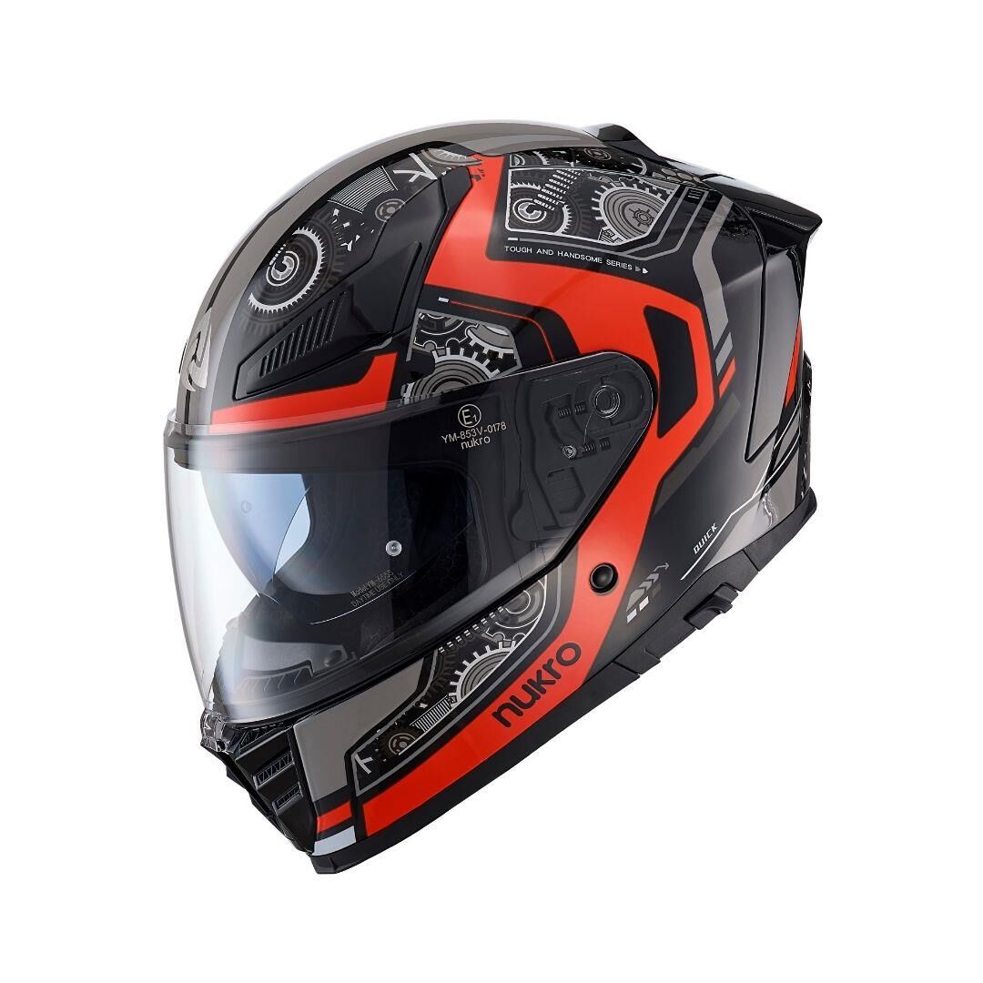 YM-853 Combat Red Black Kapalı Kask