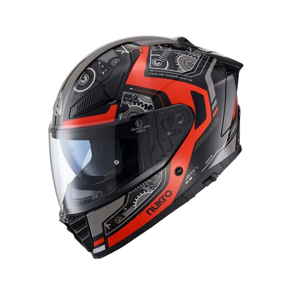 YM-853 Combat Red Black Kapalı Kask