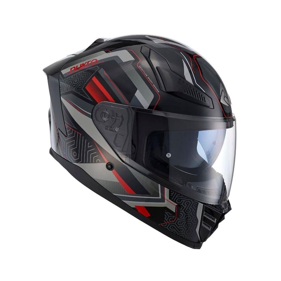 YM-853 Flash Red Black Kapalı Kask