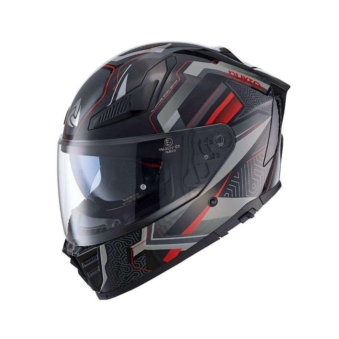 YM-853 Flash Red Black Kapalı Kask