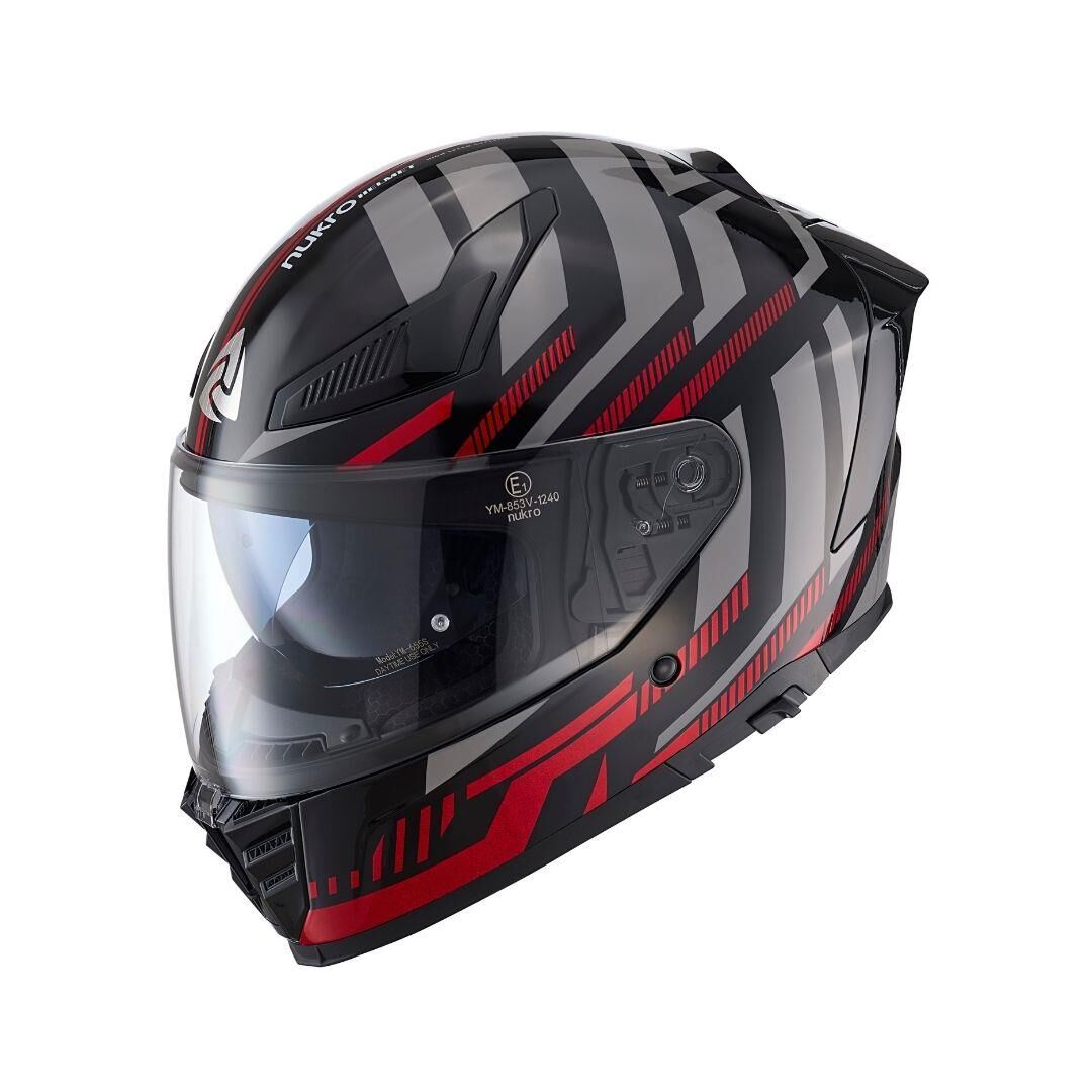 YM-853 Power Red Black Kapalı Kask