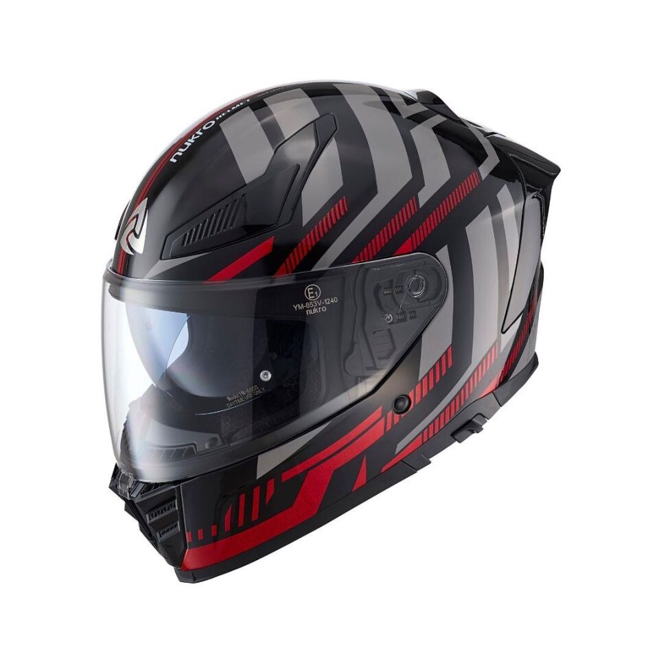 YM-853 Power Red Black Kapalı Kask