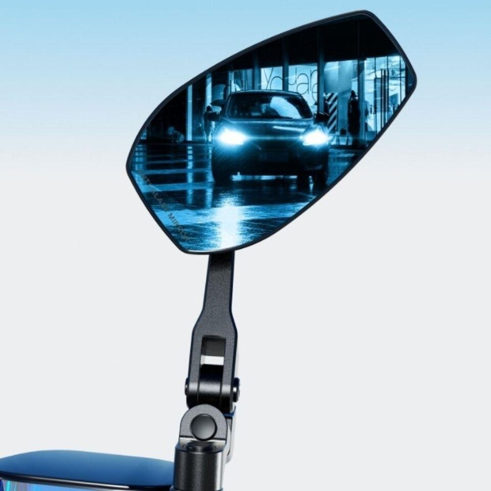 Nukrotech RM-101 Katlanabilir Alüminyum Motosiklet Dikiz Aynası – Mavi Lensli, Geniş Açılı, Hidrofobik Tasarım