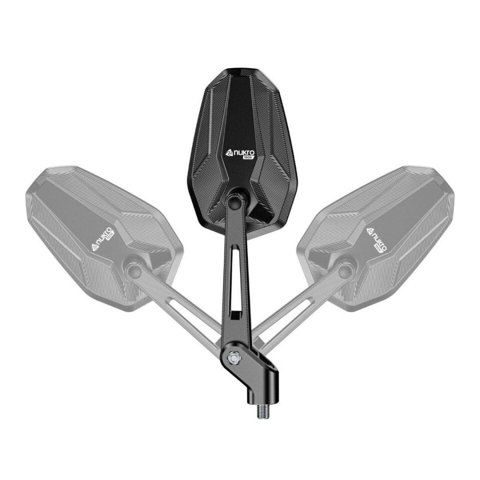 Nukrotech RM-201 Katlanabilir Alüminyum Motosiklet Dikiz Aynası – Mavi Cam - Hidrofobik Tasarım