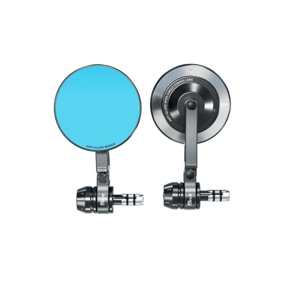 Nukrotech RM-303 Alüminyum Motosiklet Gidon Dikiz Aynası – Mavi Cam - Hidrofobik Tasarım
