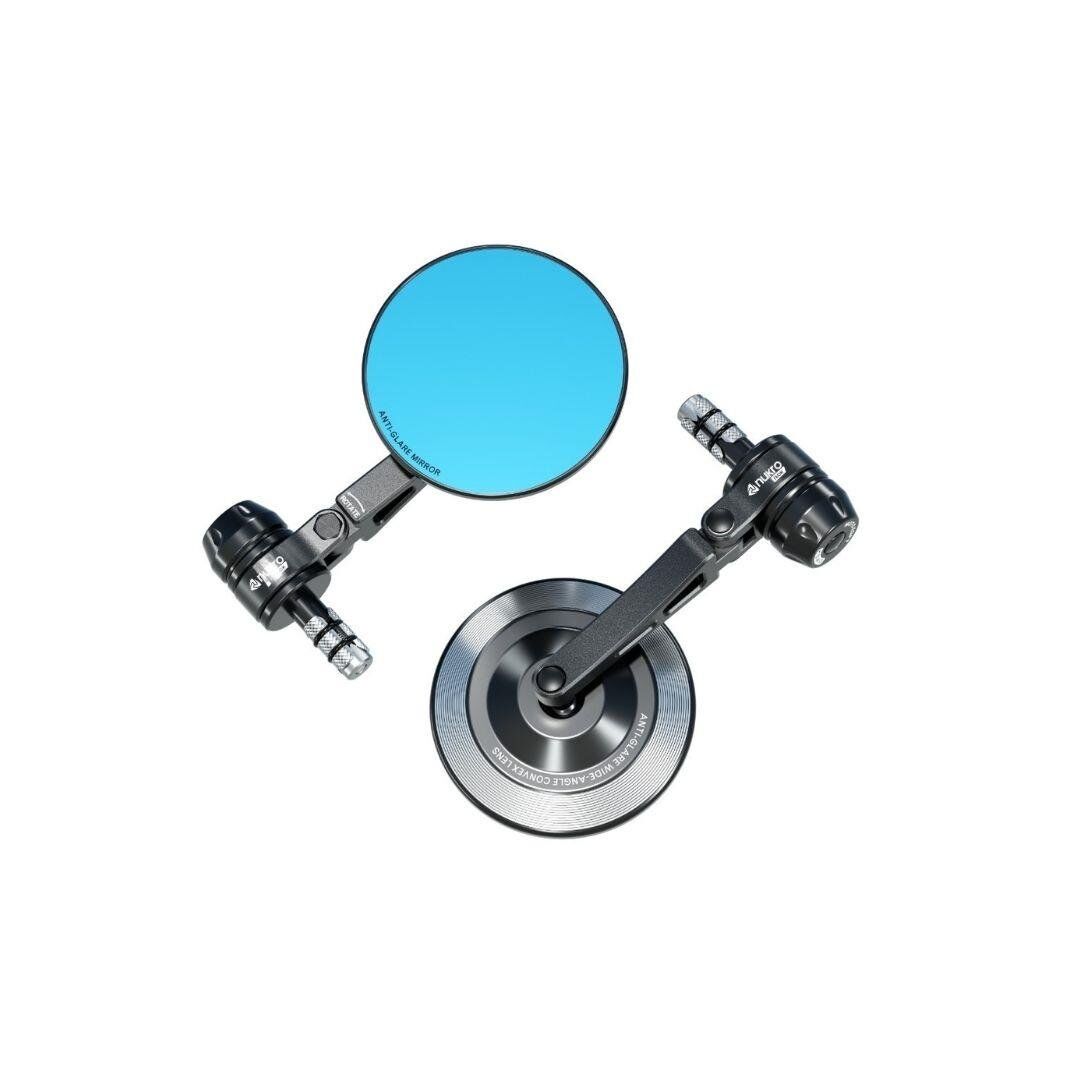 Nukrotech RM-303 Alüminyum Motosiklet Gidon Dikiz Aynası – Mavi Cam - Hidrofobik Tasarım