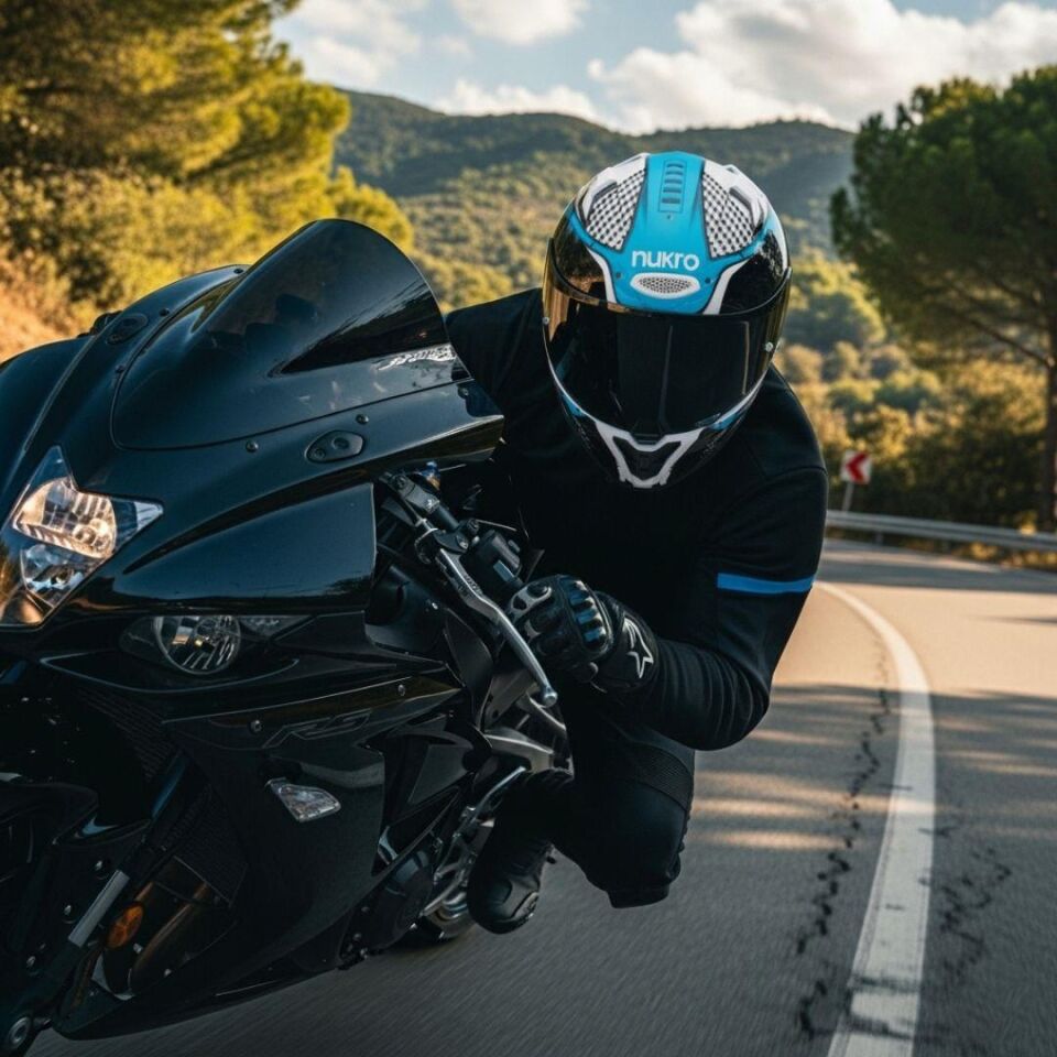 B-506 Level White-Blue Kapalı Kask