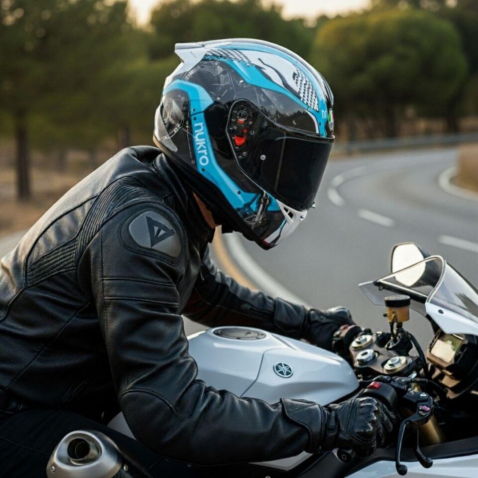 B-506 Level White-Blue Kapalı Kask