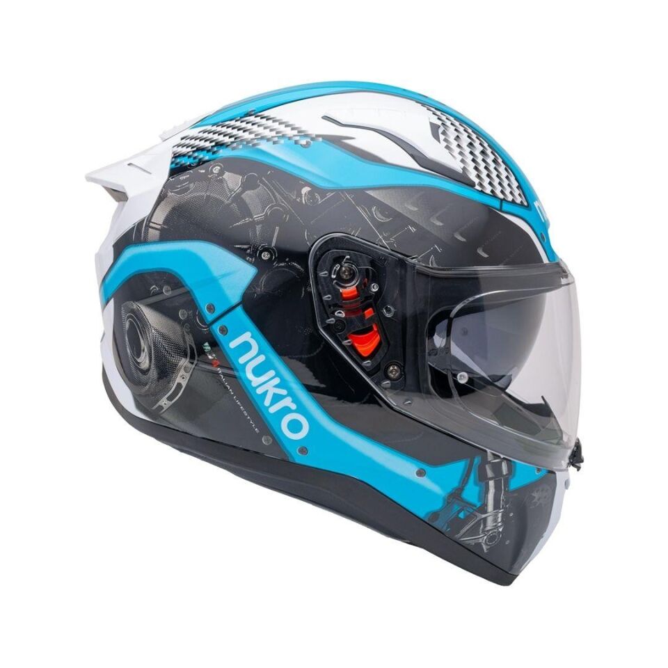 B-506 Level White-Blue Kapalı Kask