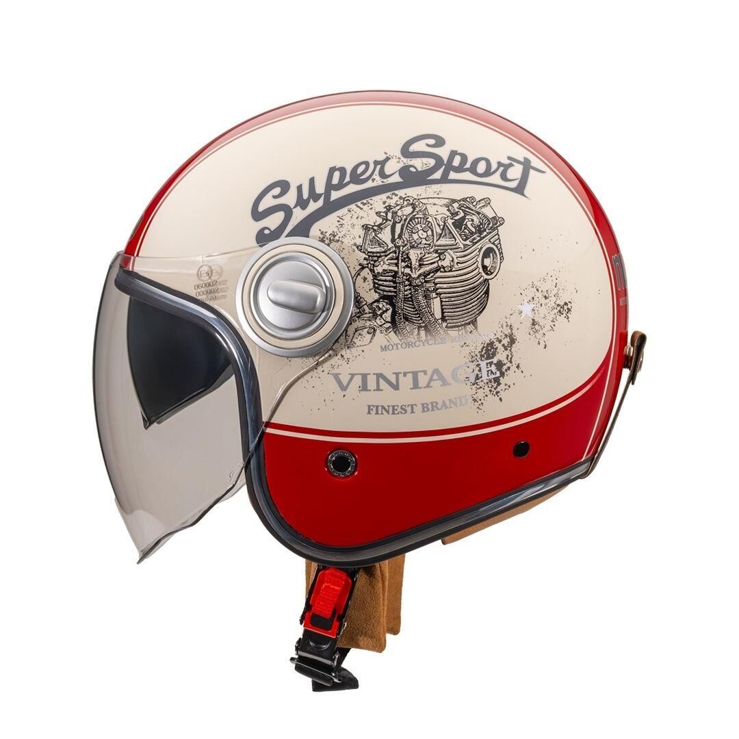 B-108 Super Sport Cream-Red Açık Kask