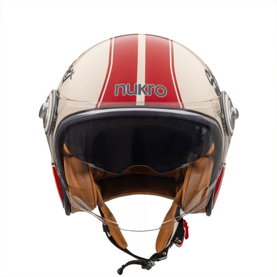 B-108 Super Sport Cream-Red Açık Kask