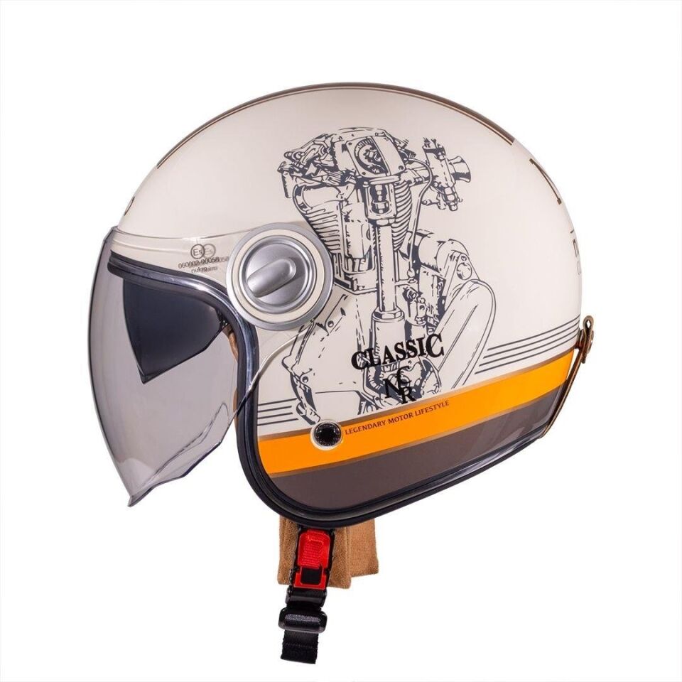 B-108 Super Sport Cream-Orange Açık Kask