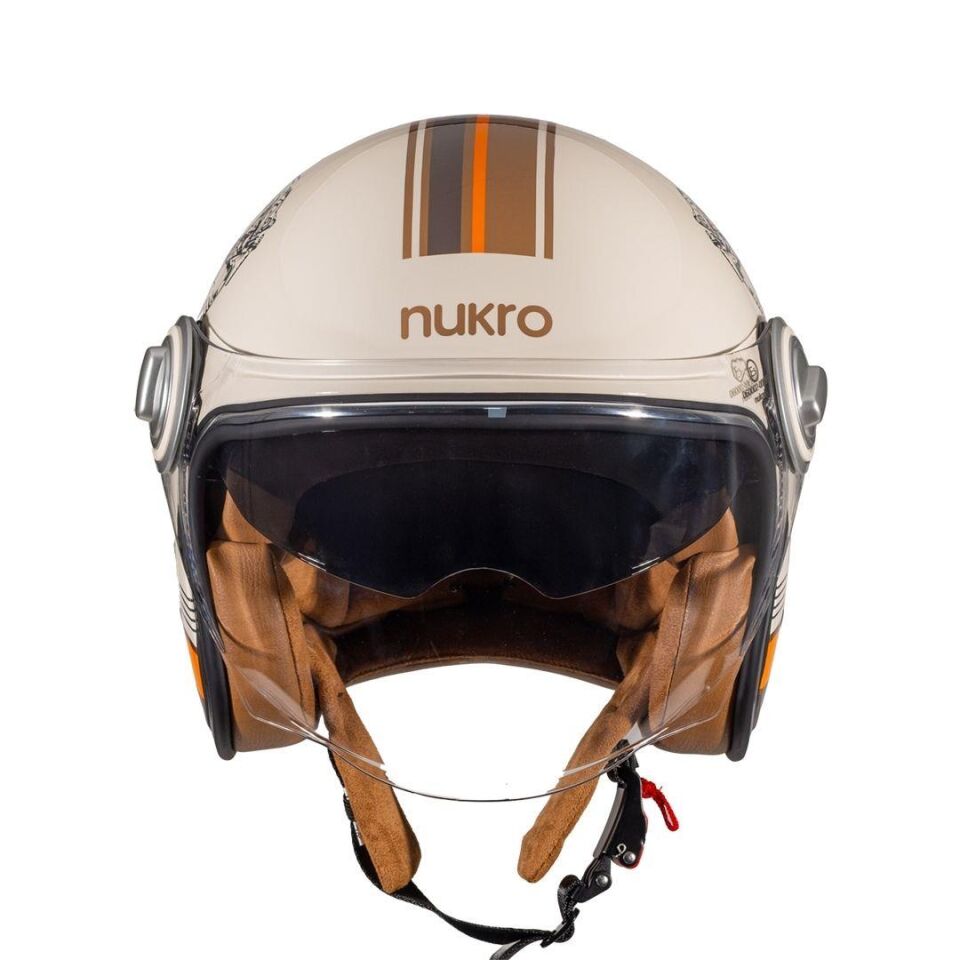 B-108 Super Sport Cream-Orange Açık Kask