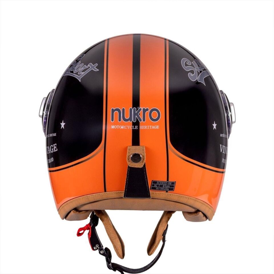 B-108 Super Sport Black-Orange Açık Kask
