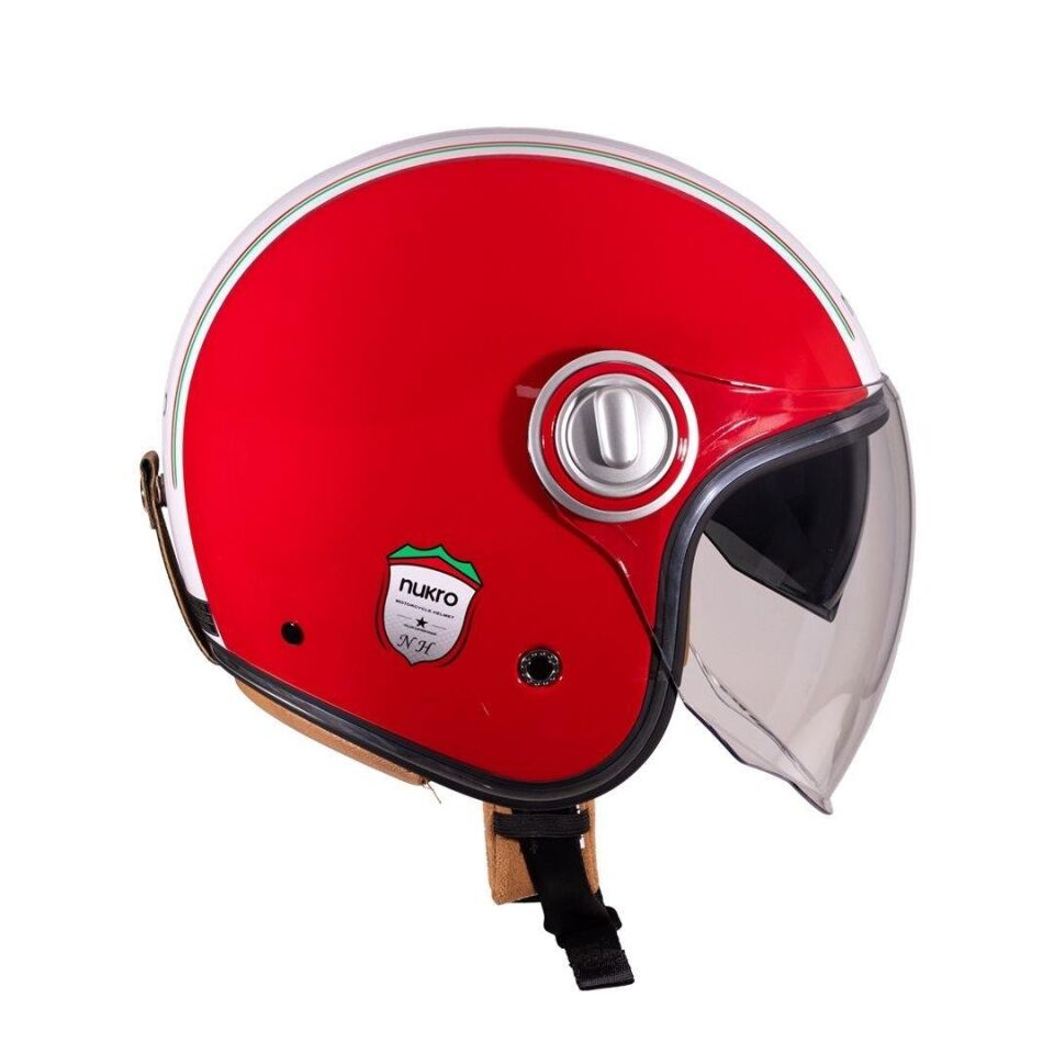 B-108 Nature Red-White Açık Kask