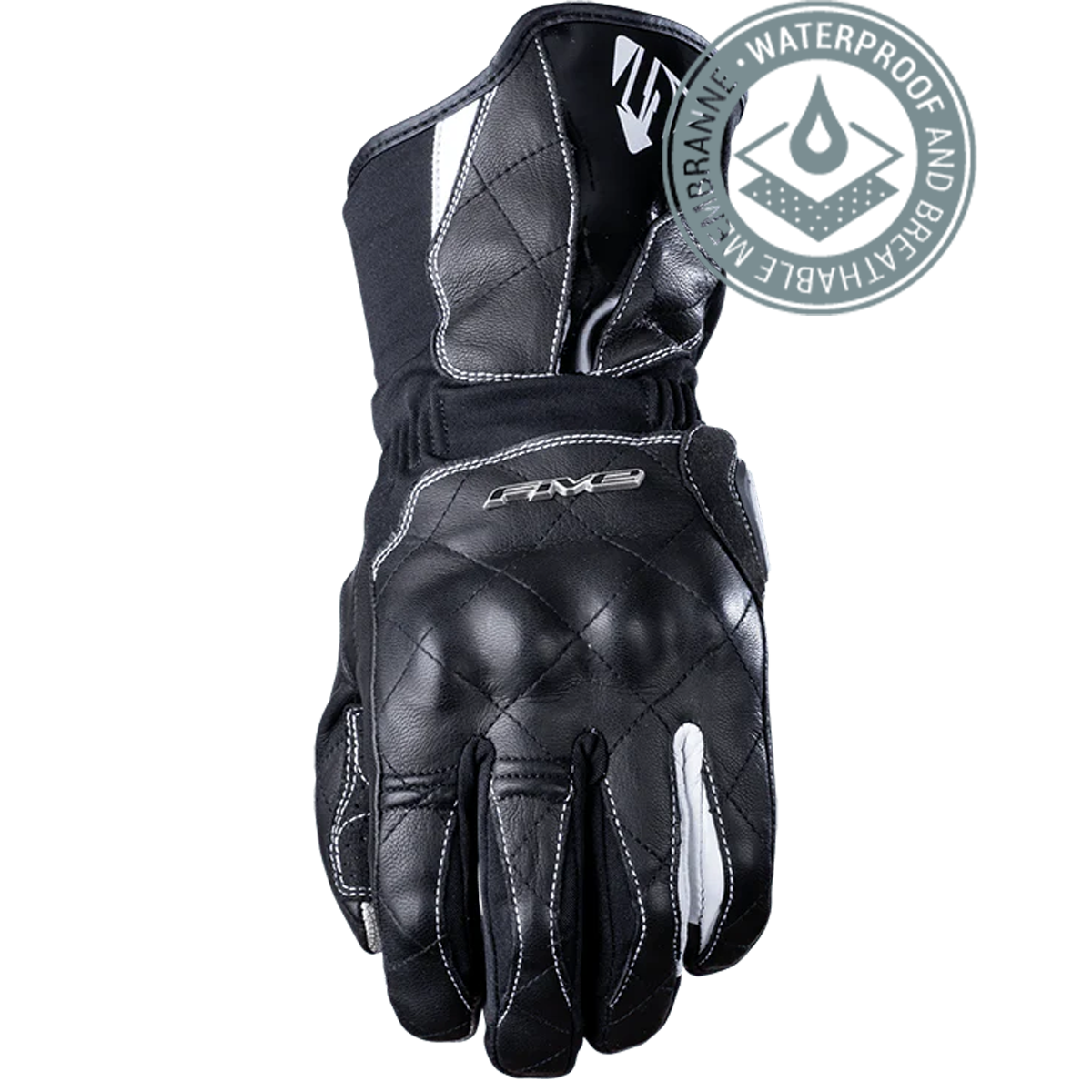 WFX Skin GTX - Siyah/Beyaz Su Geçirmez Kışlık Korumalı Kadın Deri Eldiven