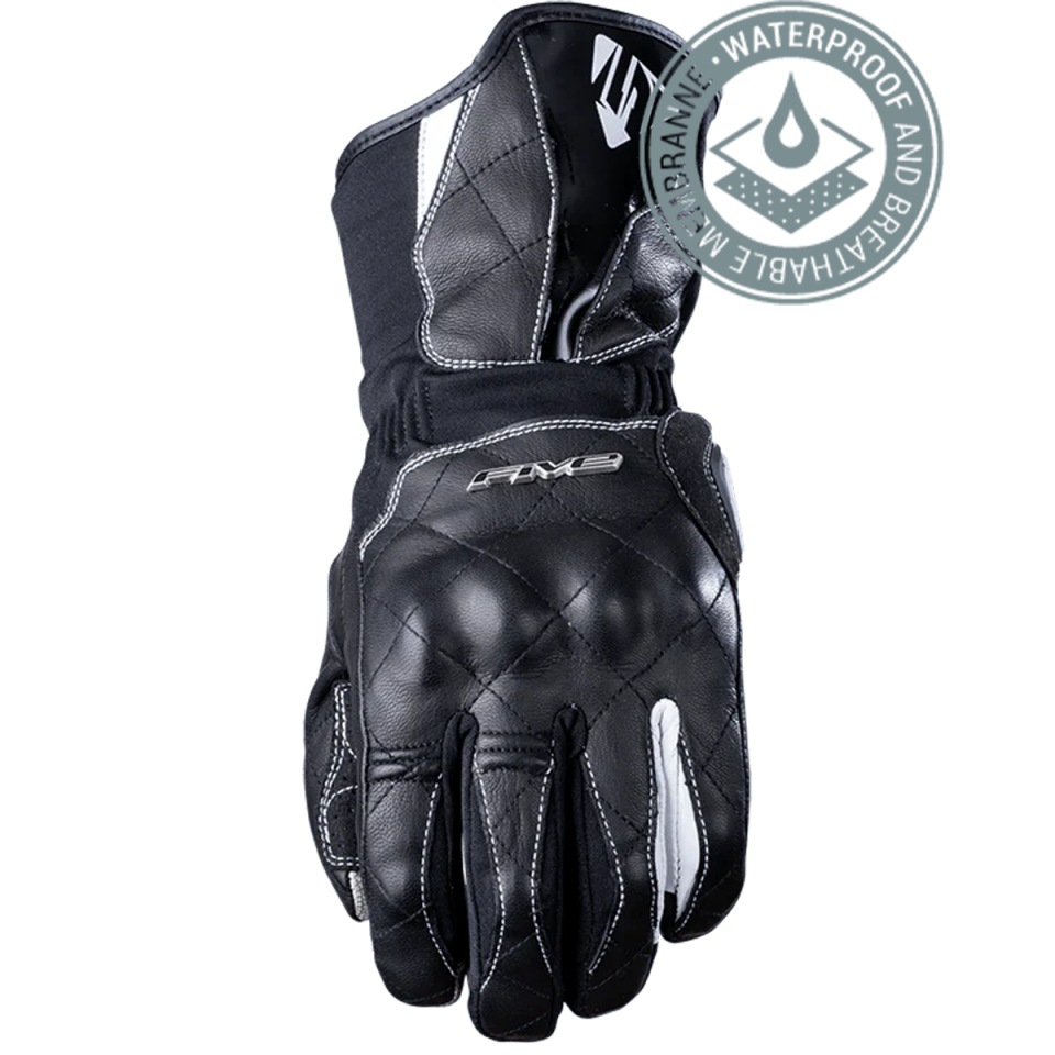 Five Gloves WFX Skin GTX - Siyah/Beyaz Su Geçirmez Kışlık Korumalı Kadın Deri Eldiven