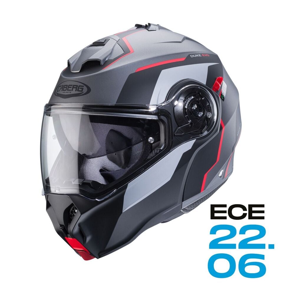 Caberg Duke Evo Mat Metalik Gri Siyah Kırmızı