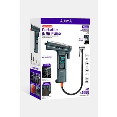 Auhma A7733 Taşınabilir Kompresörlü Hava Pompası 4000mAh 150 Psı