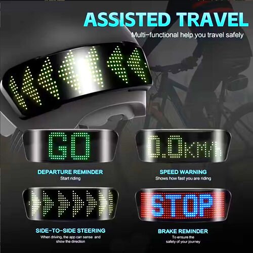 LED KASK ARKA LAMBASI / EKRANI ANİMASYONLU