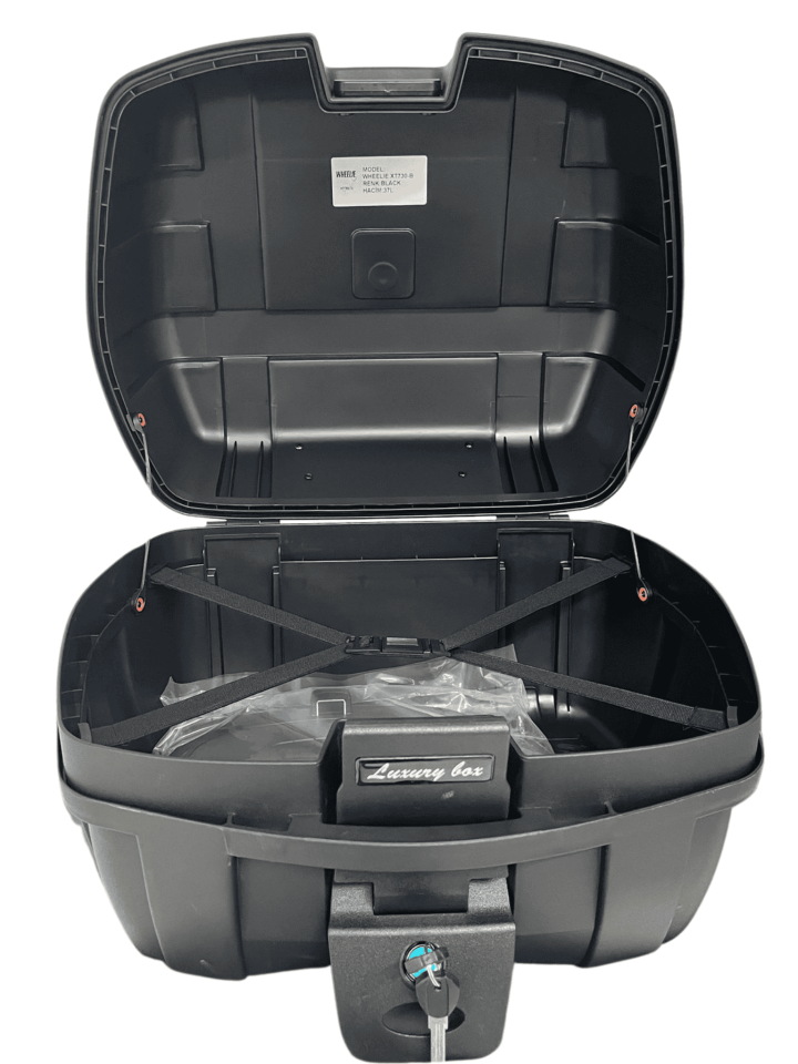 WHEELIE XT730-B 37 Litre Motosiklet Arka Çanta Siyah Su Geçirmez Tak Çıkart Özellikli ABS Top Case Üniversal