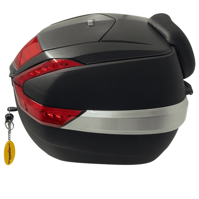 WHEELIE XT68-B 48 Litre Motosiklet Arka Çanta Siyah Su Geçirmez Tak Çıkart Özellikli ABS Top Case Üniversal