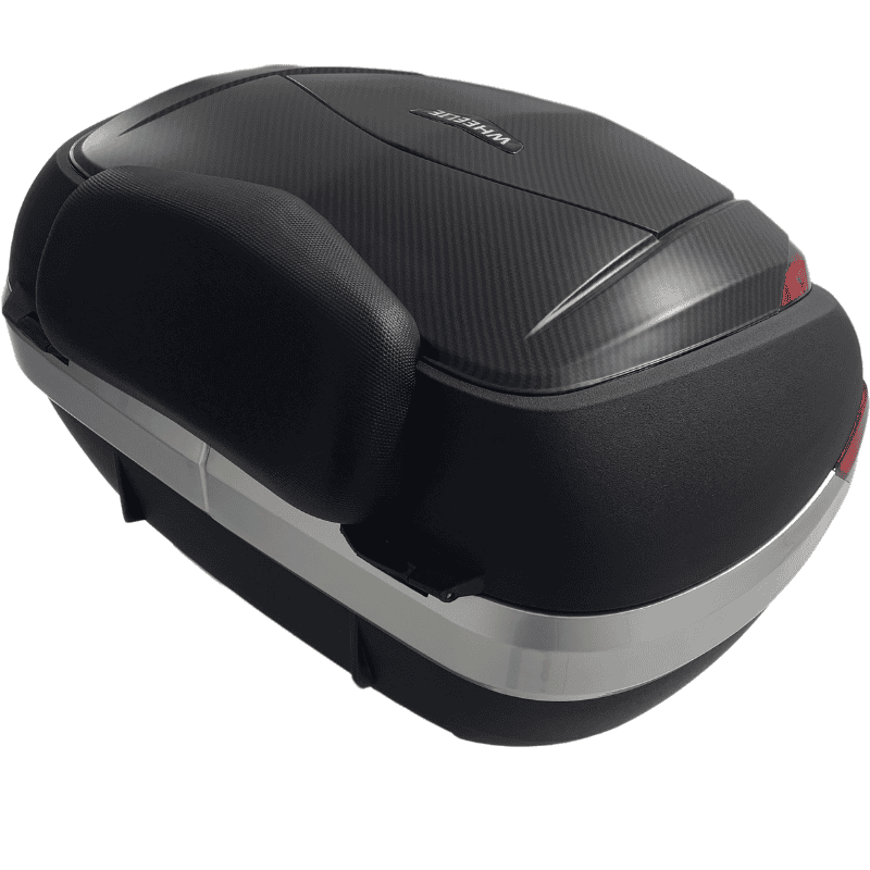 WHEELIE XT68-B 48 Litre Motosiklet Arka Çanta Siyah Su Geçirmez Tak Çıkart Özellikli ABS Top Case Üniversal