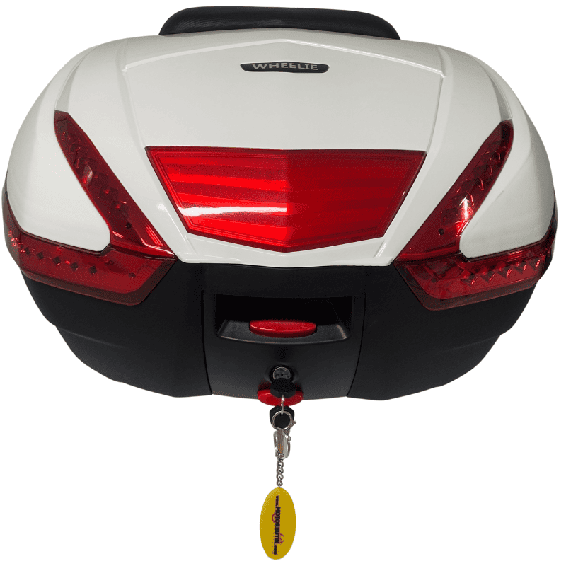 WHEELIE XT68-W 48 Litre Motosiklet Arka Çanta Beyaz Su Geçirmez Tak Çıkart Özellikli ABS Top Case Üniversal