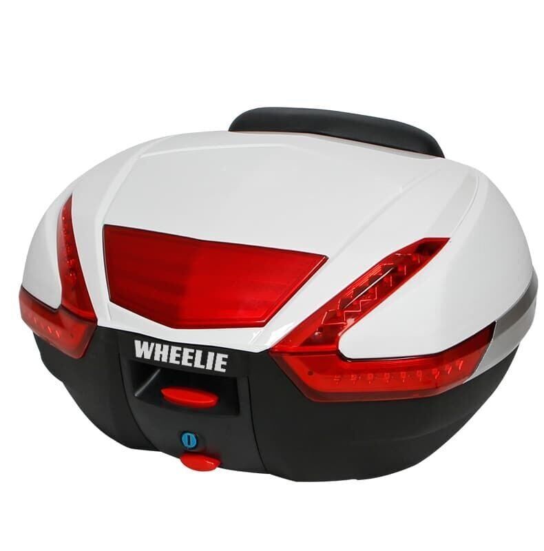 WHEELIE XT68-W 48 Litre Motosiklet Arka Çanta Beyaz Su Geçirmez Tak Çıkart Özellikli ABS Top Case Üniversal