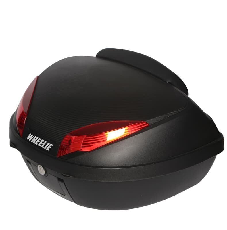 WHEELIE XT66-B 52 Litre Motosiklet Arka Çanta Siyah Su Geçirmez ABS Top Case Bagaj Üniversal