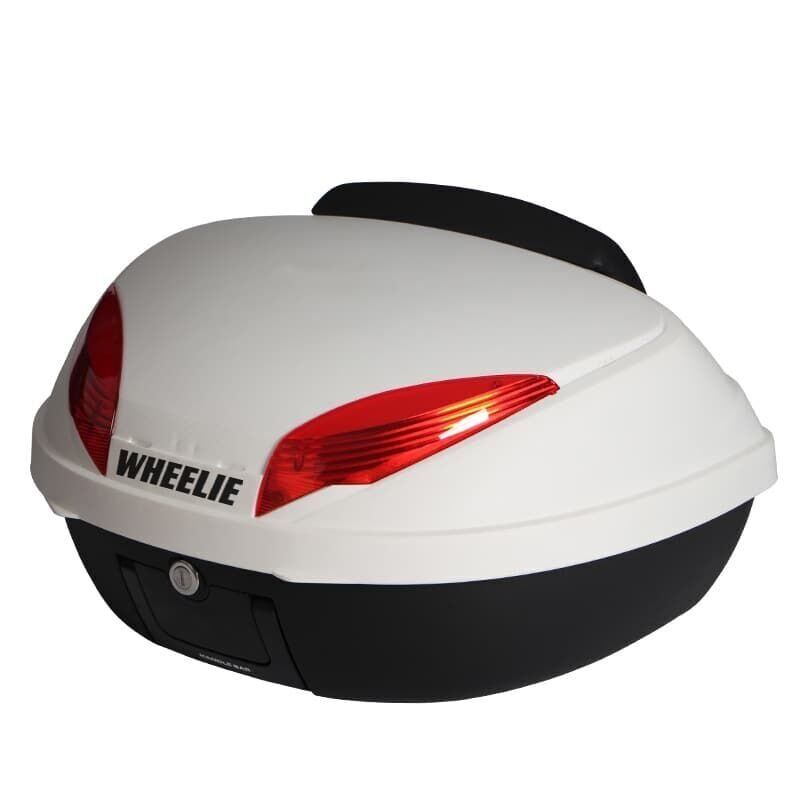 WHEELIE XT66-W 52 Litre Motosiklet Arka Çanta Beyaz Su Geçirmez ABS Top Case Bagaj Üniversal