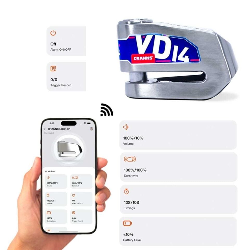 CRANNS VD14 Alarmlı Disk Kilidi 14mm