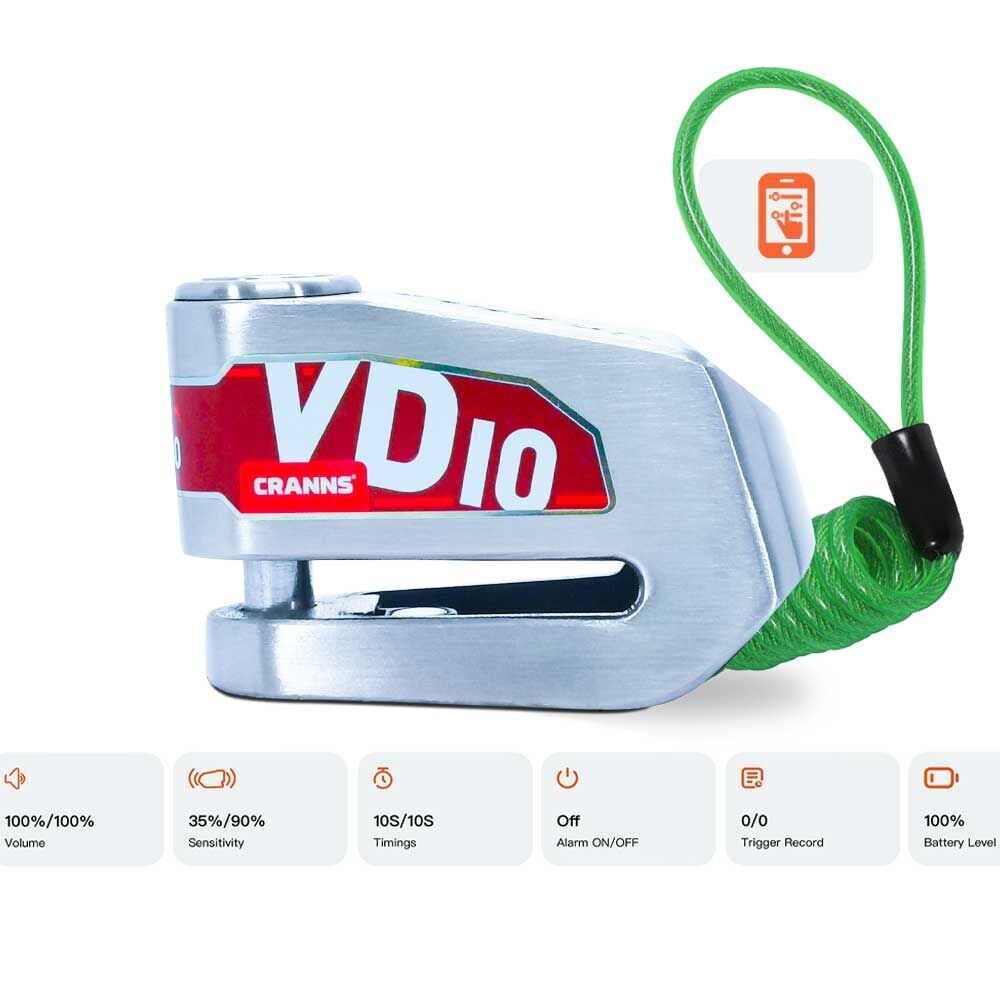 CRANNS VD10 Alarmlı Disk Kilidi Bluetooth App Kontrollü 304 Paslanmaz SRA Sertifikalı 10 mm Karbür PİM