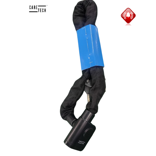 CARETECH CT-774 Zincir Kilidi Alarmlı Motosiklet/Bisiklet 10mm Çelik Kılıflı 1mt ART 4 Yıldız Sertifikası