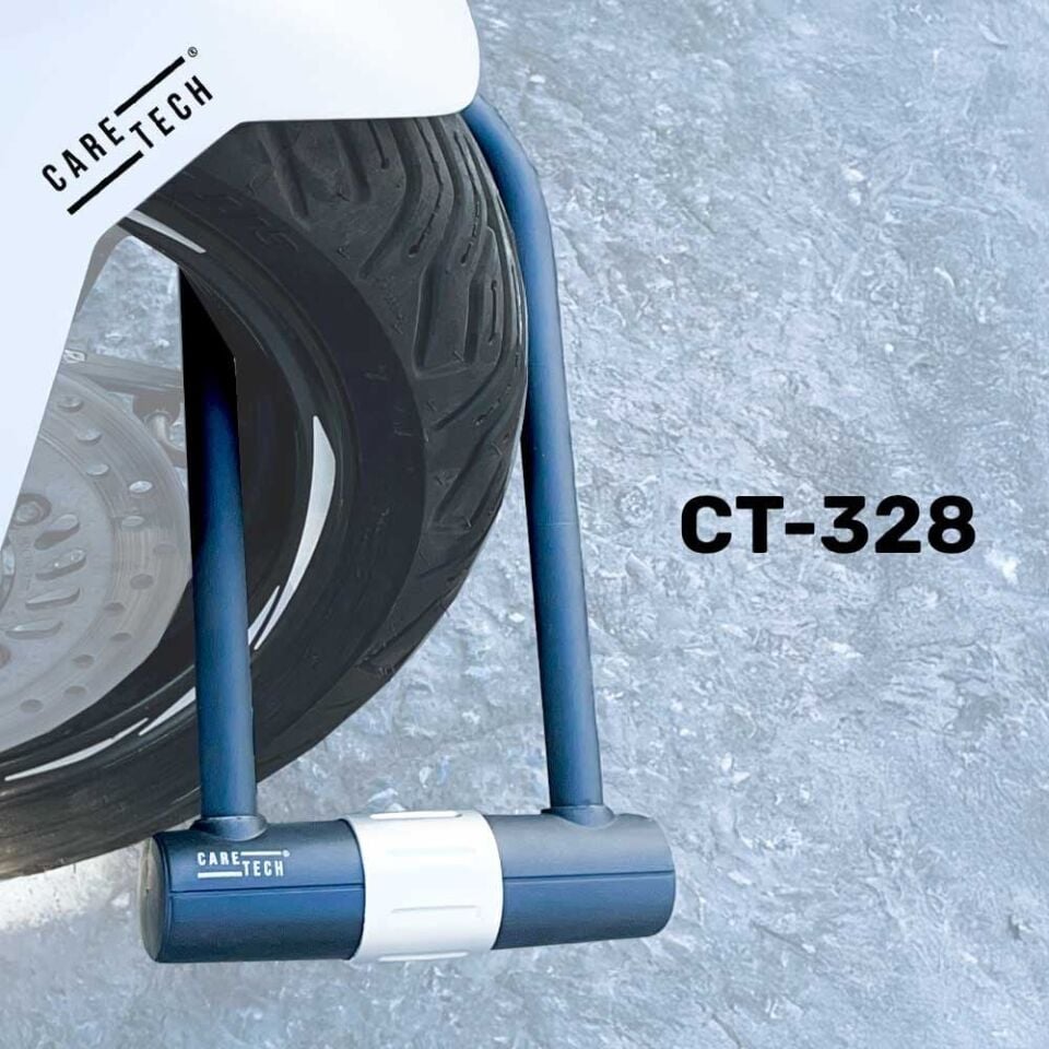CARETECH CT-328 Disk Kilidi Motosiklet/Bisiklet 18mm Çelik Suya Dayanıklı 4 Anahtar U Bar Kilit 18x32cm