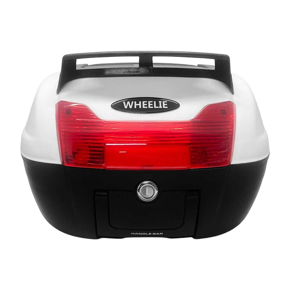 WHEELIE XT60-W 40 Litre Motosiklet Arka Çanta Beyaz Su Geçirmez ABS Top Case Bagaj Üniversal