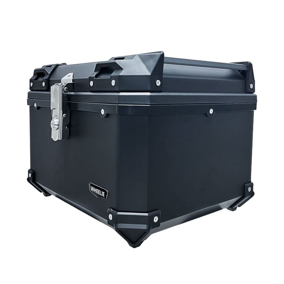 WHEELIE XT577-B 55 Litre Motosiklet Arka Çanta Siyah Su Geçirmez ABS Top Case Bagaj Üniversal