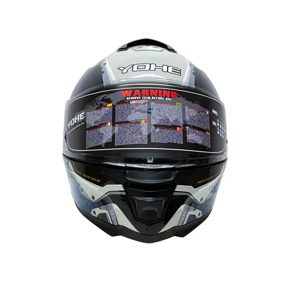 YOHE FF987 Kask Full Face Motosiklet Gri Siyah Parlak Tek Vizor Bluetooht Yuvalı ECE 22.06 MIPS