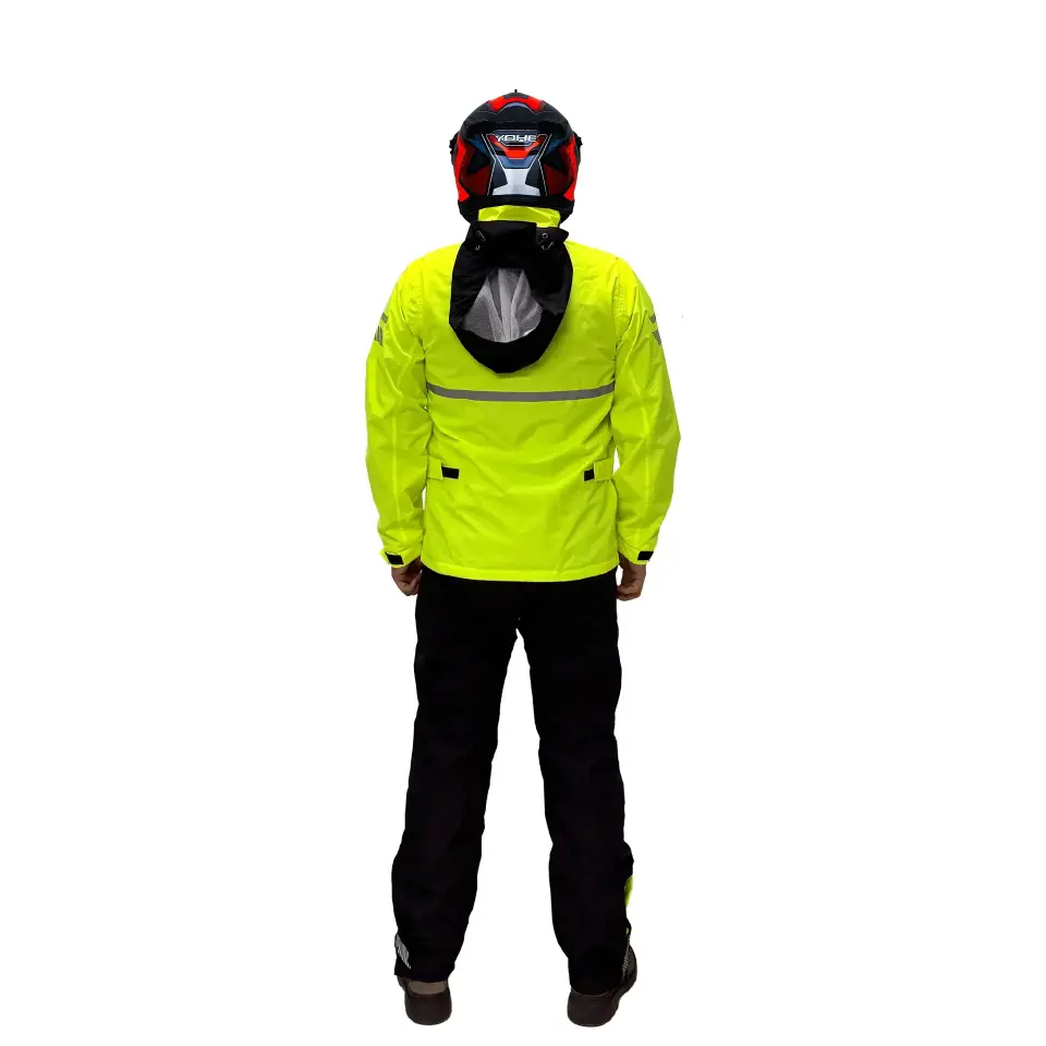 CT-NEONPRO  Motosiklet  Yağmurluk Astarlı Kapüşonlu Reflektörlü Çantalı Su Rüzgar Geçirmez