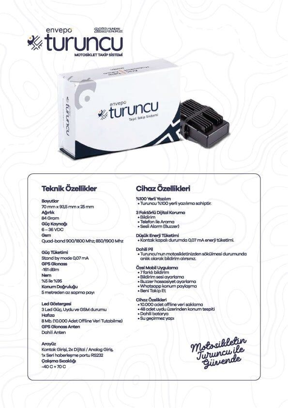 TURUNCU MOTOSİKLET TAKİP CİHAZI 24 AY