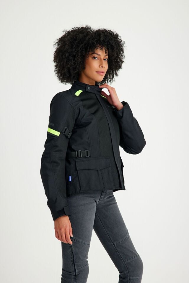 Vivaldi 4 Mevsim Kadın Motosiklet Montu - Siyah/Sarı