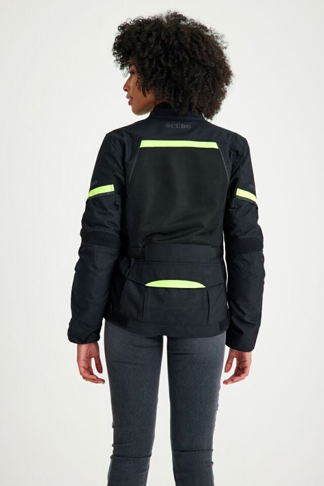 Vivaldi 4 Mevsim Kadın Motosiklet Montu - Siyah/Sarı