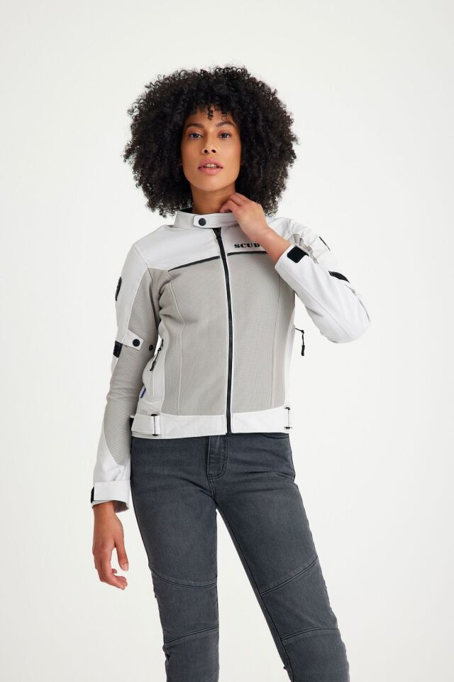 Paris Gri Yazlık Fileli Kadın Motosiklet Montu