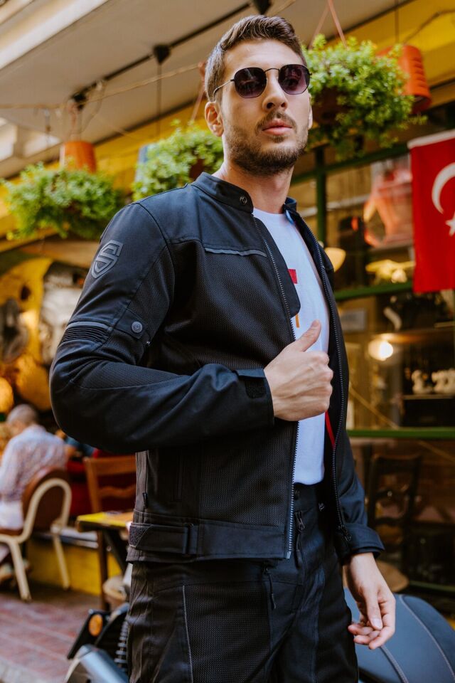 Milano Siyah Yazlık Fileli Erkek Motosiklet Montu