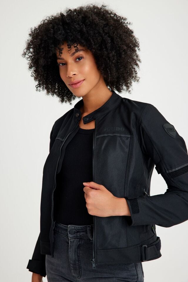 Paris Siyah Yazlık Fileli Kadın Motosiklet Montu