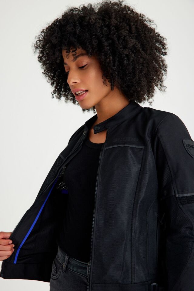 Paris Siyah Yazlık Fileli Kadın Motosiklet Montu