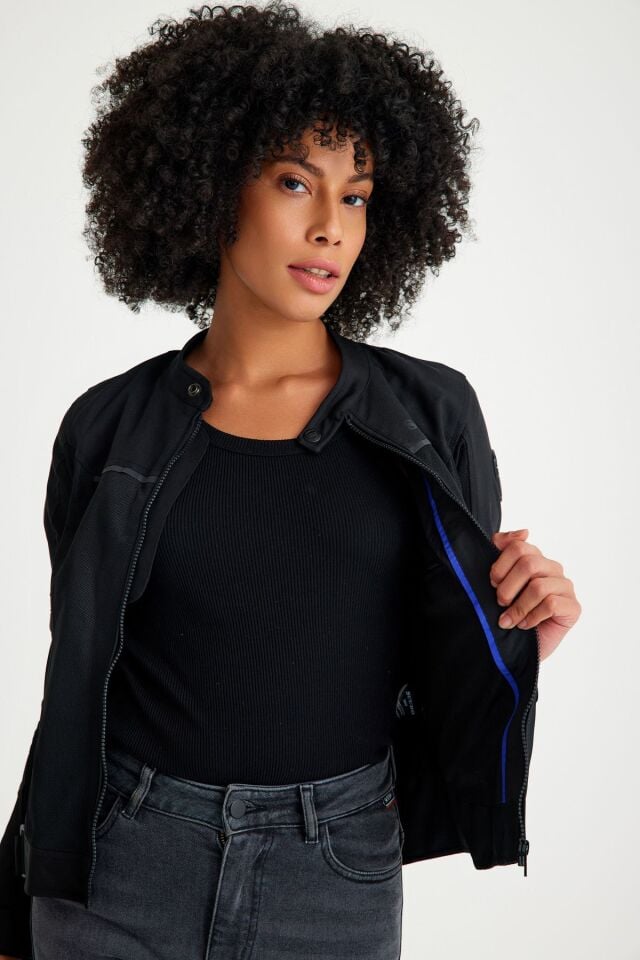 Paris Siyah Yazlık Fileli Kadın Motosiklet Montu