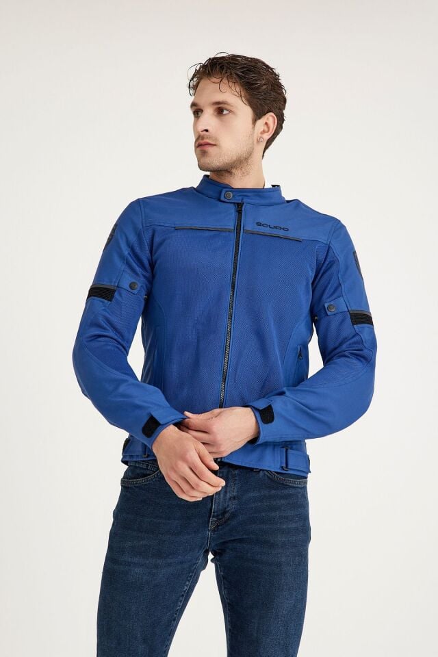 Milano Mavi Yazlık Fileli Erkek Motosiklet Montu